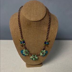 J. Crew Necklace with Blue and Green Floral Design